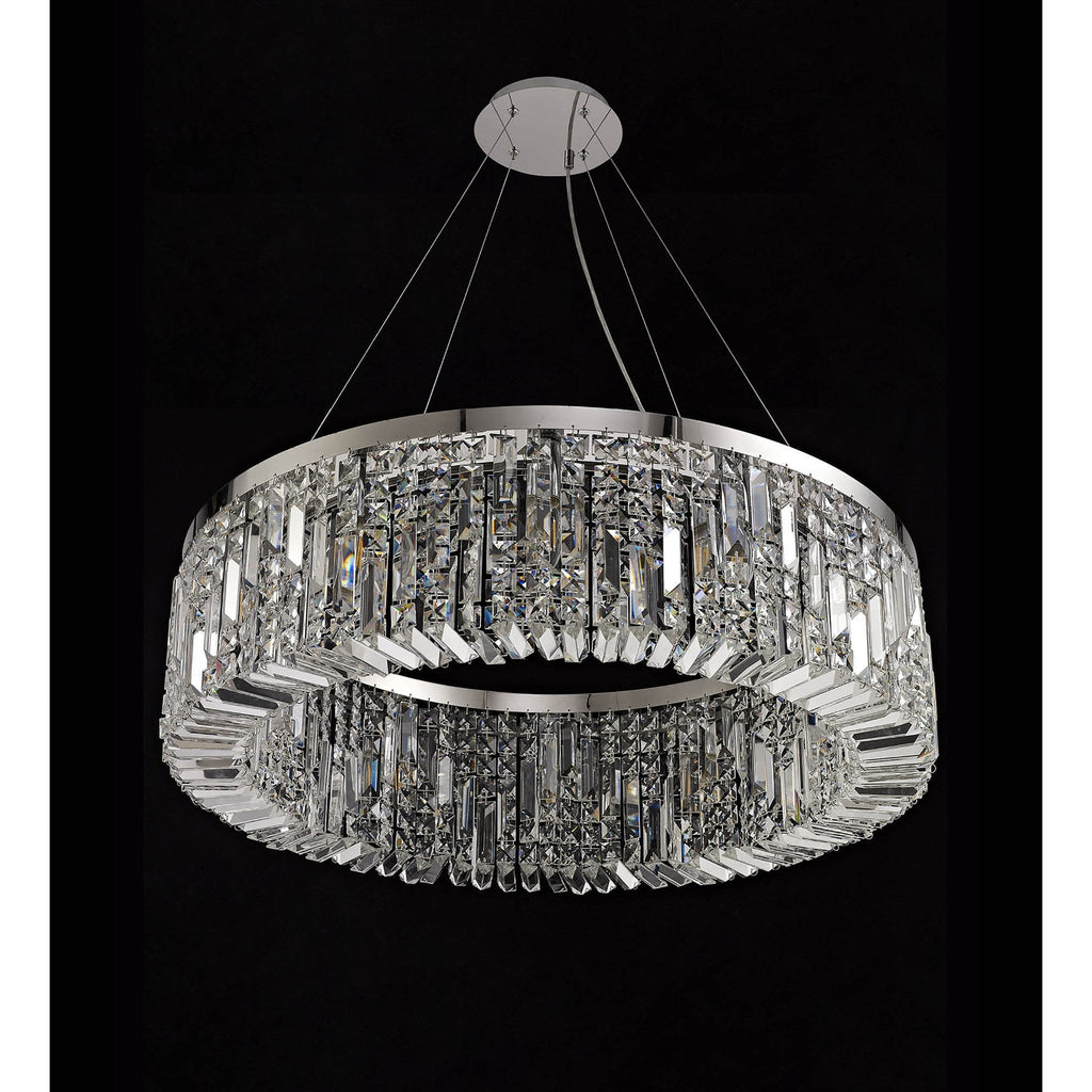 NL78089 Zian 80cm Round Pendant Chandelier 12 Light Polished Chrome/Crystal