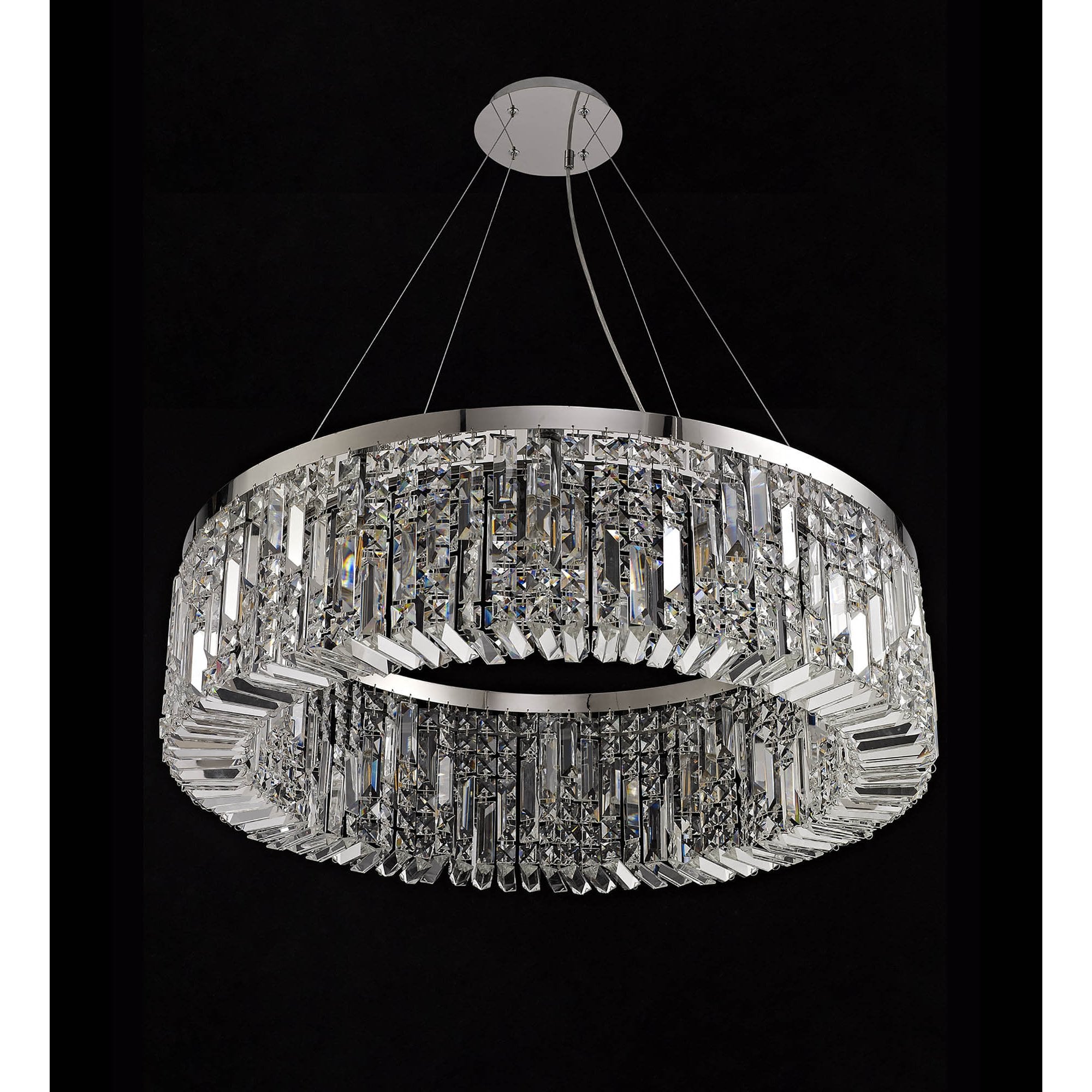 NL78089 Zian 80cm Round Pendant Chandelier 12 Light Polished Chrome/Crystal