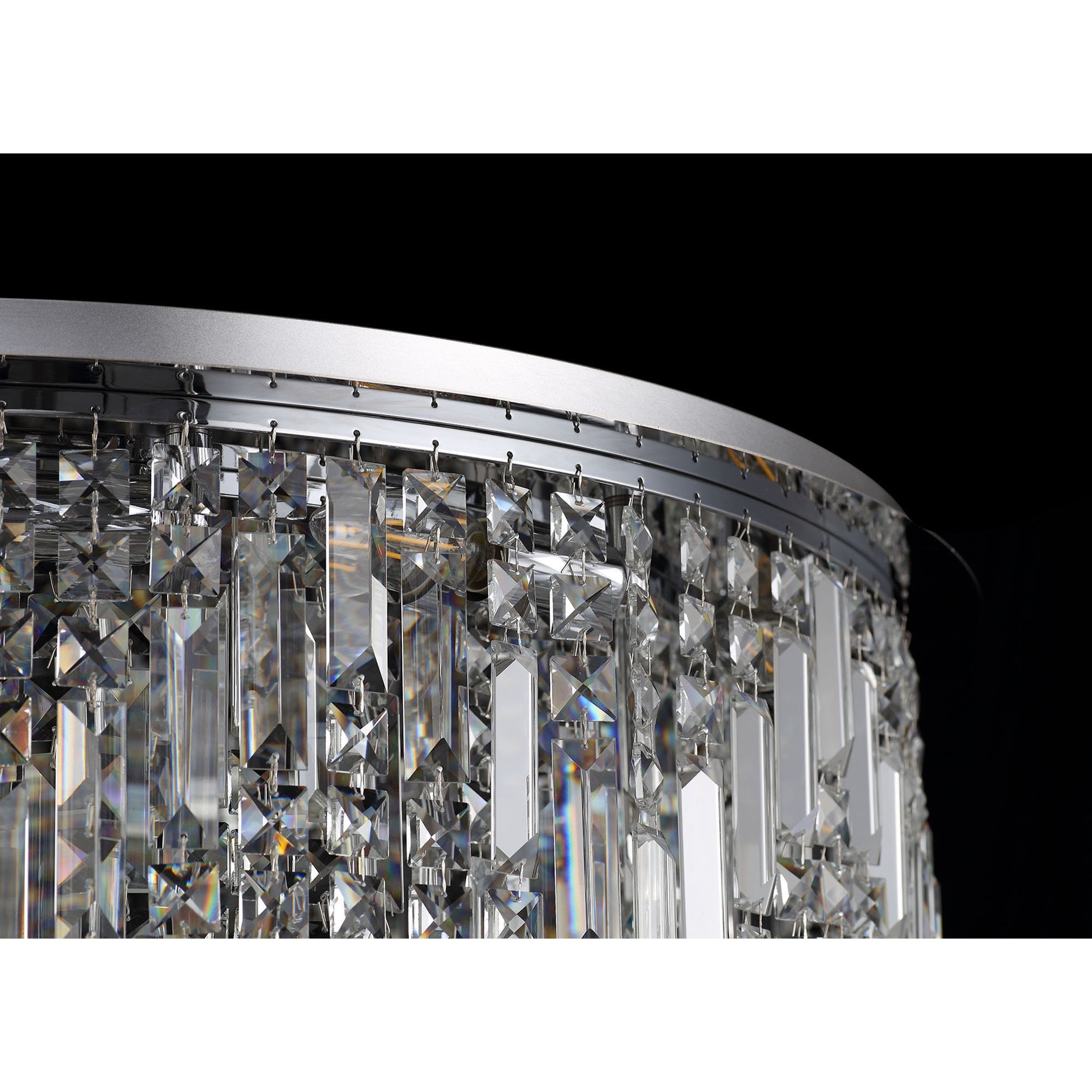 NL78089 Zian 80cm Round Pendant Chandelier 12 Light Polished Chrome/Crystal