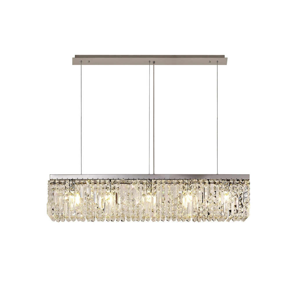 NL78099 Zian 102x9cm Rectangular Pendant Chandelier 5 Light Polished Chrome/Crystal