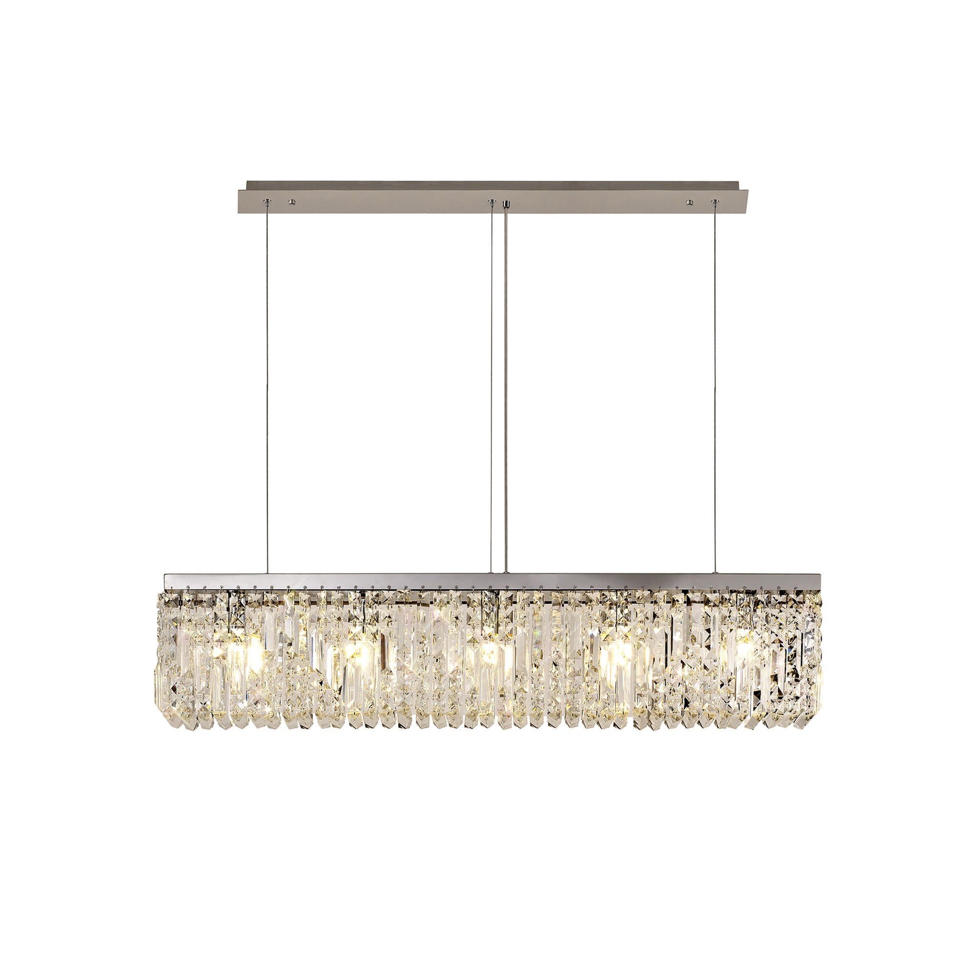 NL78099 Zian 102x9cm Rectangular Pendant Chandelier 5 Light Polished Chrome/Crystal