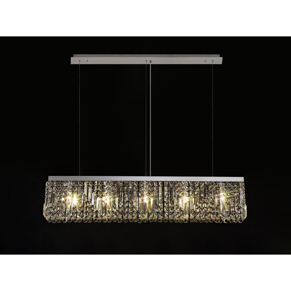 NL78099 Zian 102x9cm Rectangular Pendant Chandelier 5 Light Polished Chrome/Crystal