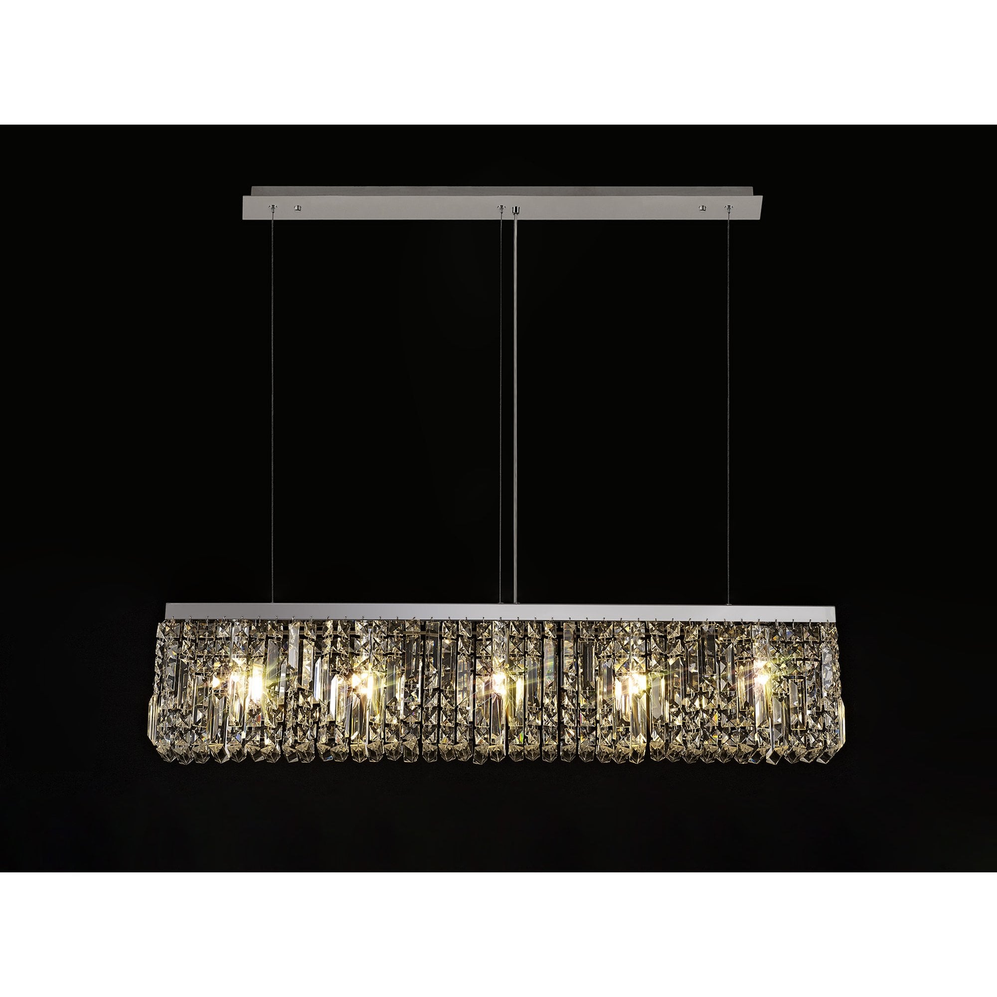 NL78099 Zian 102x9cm Rectangular Pendant Chandelier 5 Light Polished Chrome/Crystal