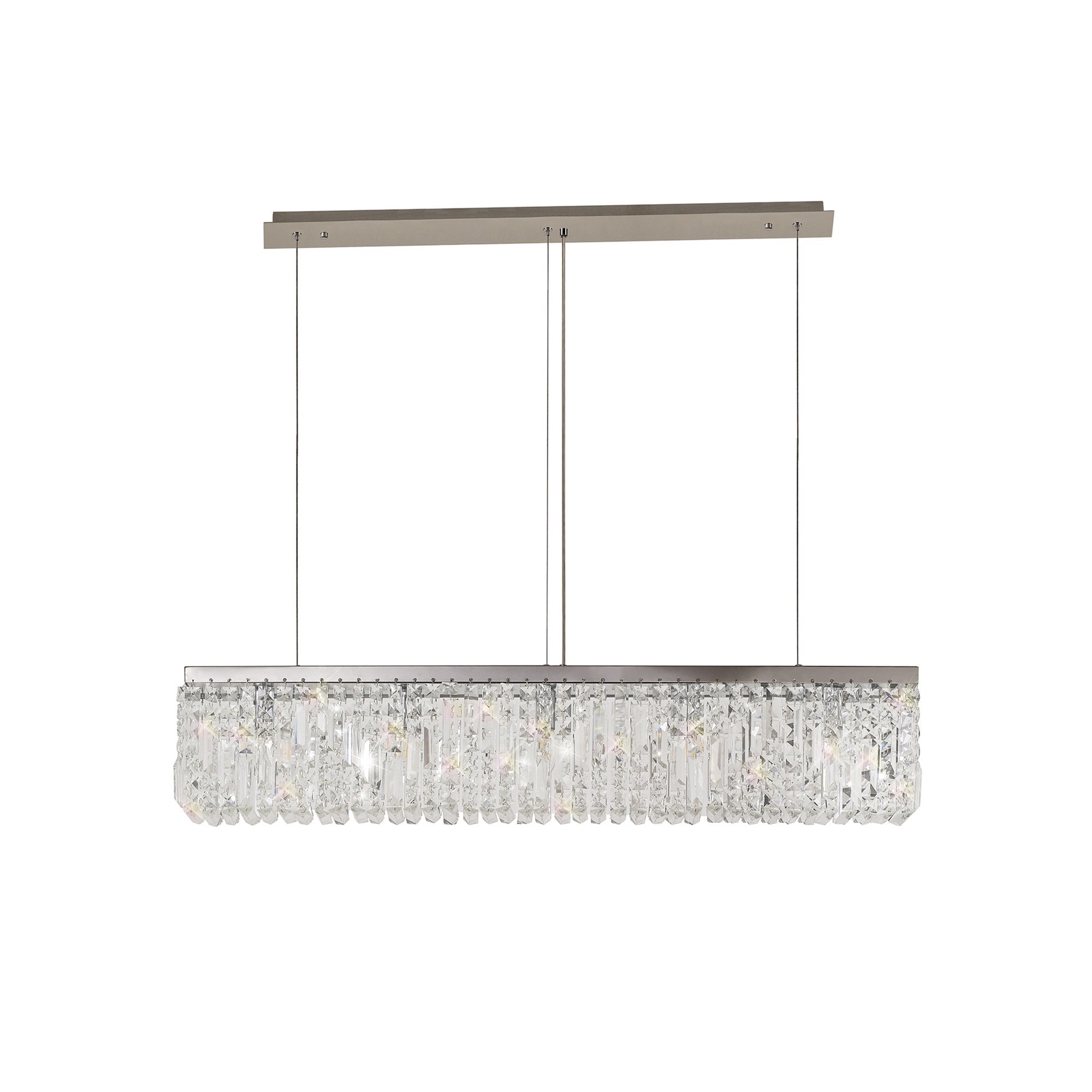 NL78099 Zian 102x9cm Rectangular Pendant Chandelier 5 Light Polished Chrome/Crystal