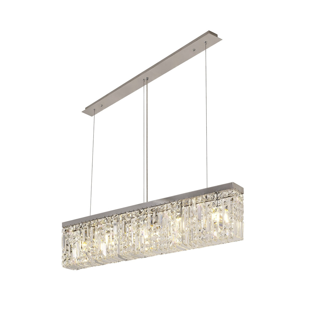 NL78099 Zian 102x9cm Rectangular Pendant Chandelier 5 Light Polished Chrome/Crystal