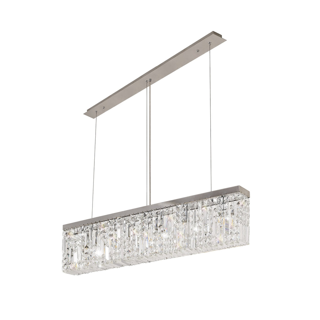 NL78099 Zian 102x9cm Rectangular Pendant Chandelier 5 Light Polished Chrome/Crystal