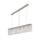 NL78099 Zian 102x9cm Rectangular Pendant Chandelier 5 Light Polished Chrome/Crystal