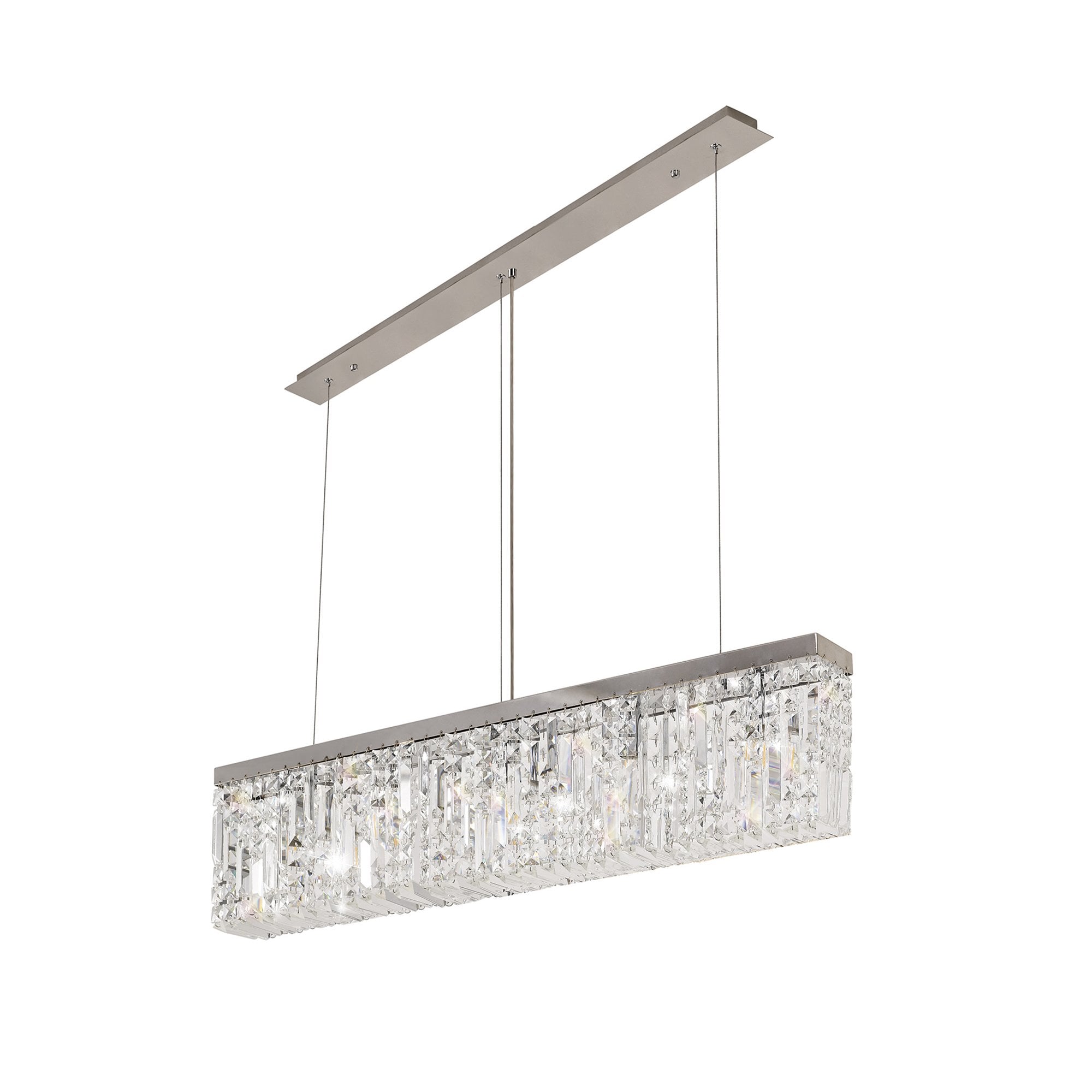NL78099 Zian 102x9cm Rectangular Pendant Chandelier 5 Light Polished Chrome/Crystal