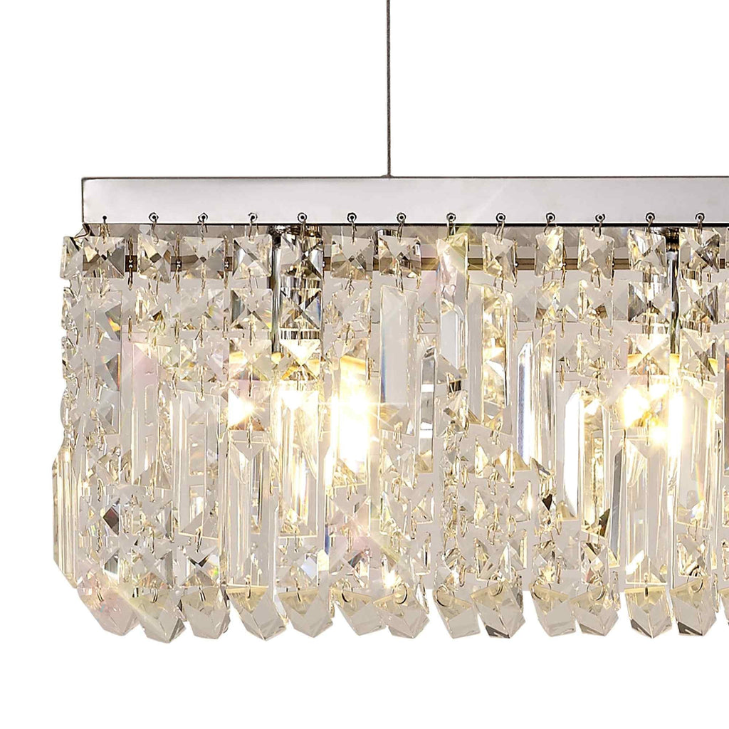 NL78099 Zian 102x9cm Rectangular Pendant Chandelier 5 Light Polished Chrome/Crystal