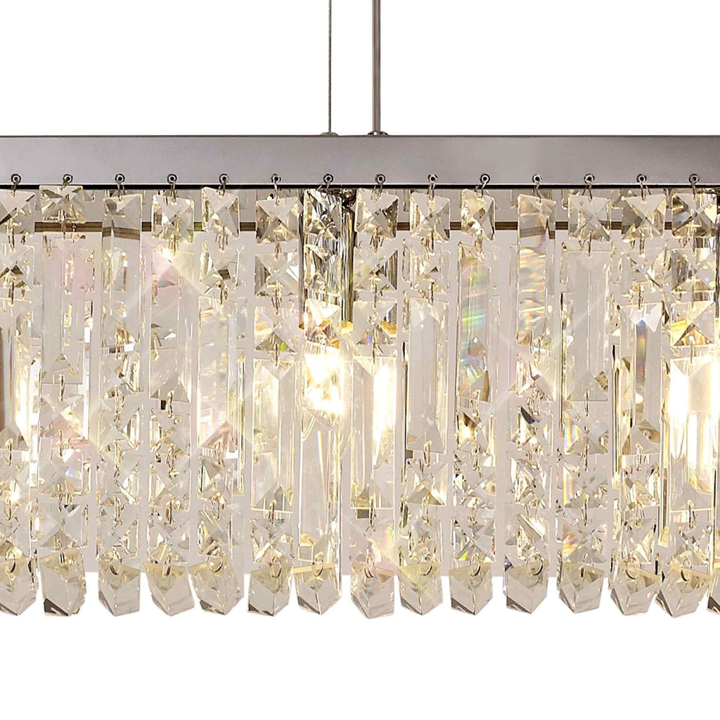 NL78099 Zian 102x9cm Rectangular Pendant Chandelier 5 Light Polished Chrome/Crystal