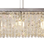 NL78099 Zian 102x9cm Rectangular Pendant Chandelier 5 Light Polished Chrome/Crystal