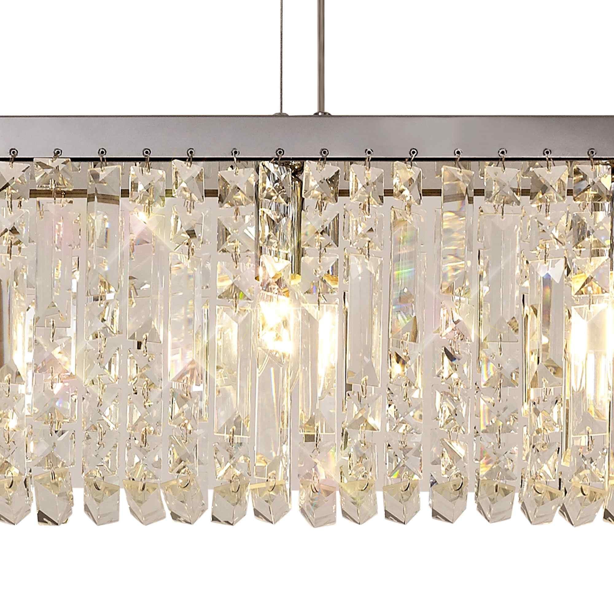 NL78099 Zian 102x9cm Rectangular Pendant Chandelier 5 Light Polished Chrome/Crystal