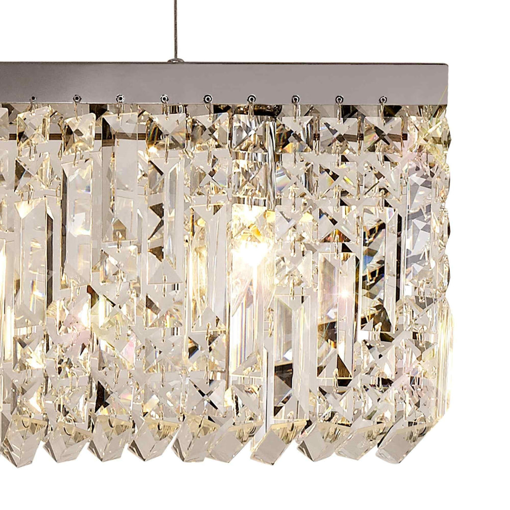 NL78099 Zian 102x9cm Rectangular Pendant Chandelier 5 Light Polished Chrome/Crystal
