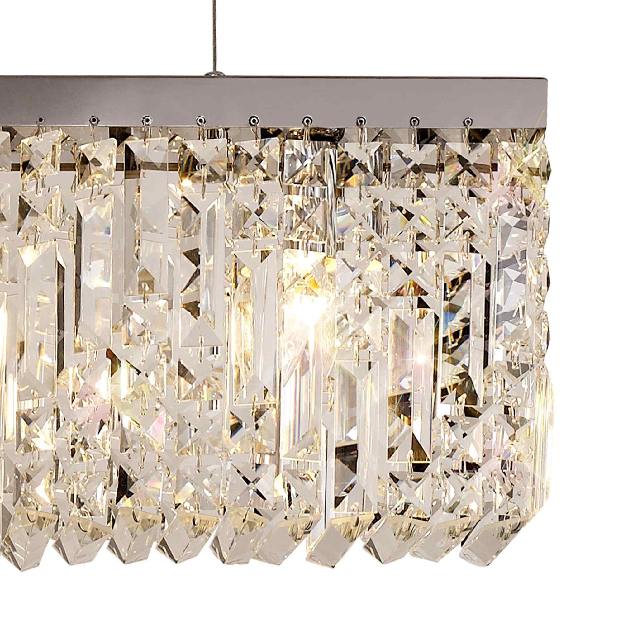 NL78099 Zian 102x9cm Rectangular Pendant Chandelier 5 Light Polished Chrome/Crystal
