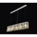 NL78099 Zian 102x9cm Rectangular Pendant Chandelier 5 Light Polished Chrome/Crystal