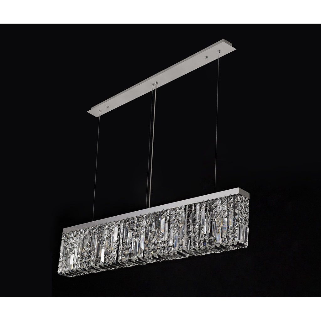 NL78099 Zian 102x9cm Rectangular Pendant Chandelier 5 Light Polished Chrome/Crystal