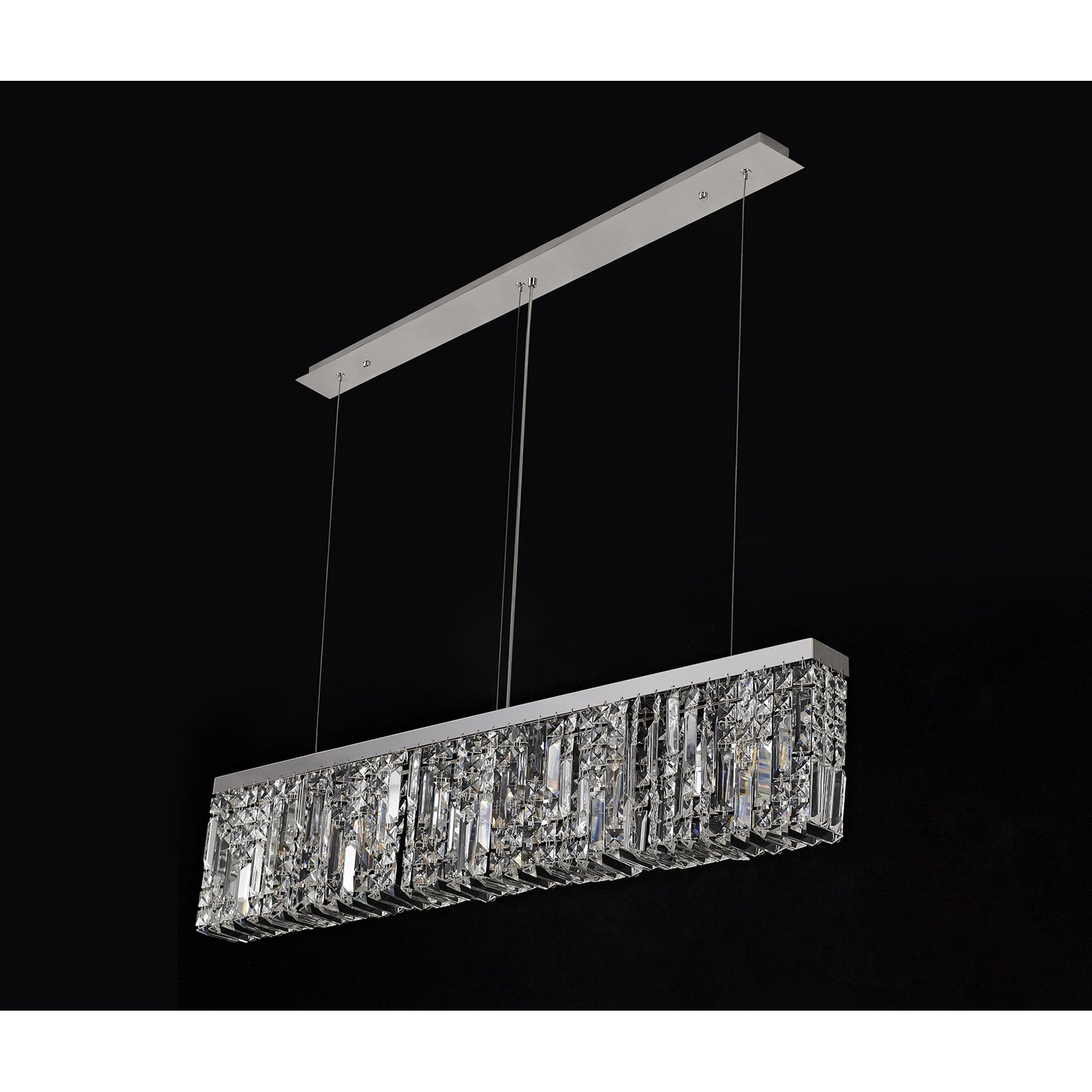 NL78099 Zian 102x9cm Rectangular Pendant Chandelier 5 Light Polished Chrome/Crystal
