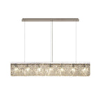 NL78109 Zian 138x9cm Rectangular Pendant Chandelier 7 Light Polished Chrome/Crystal