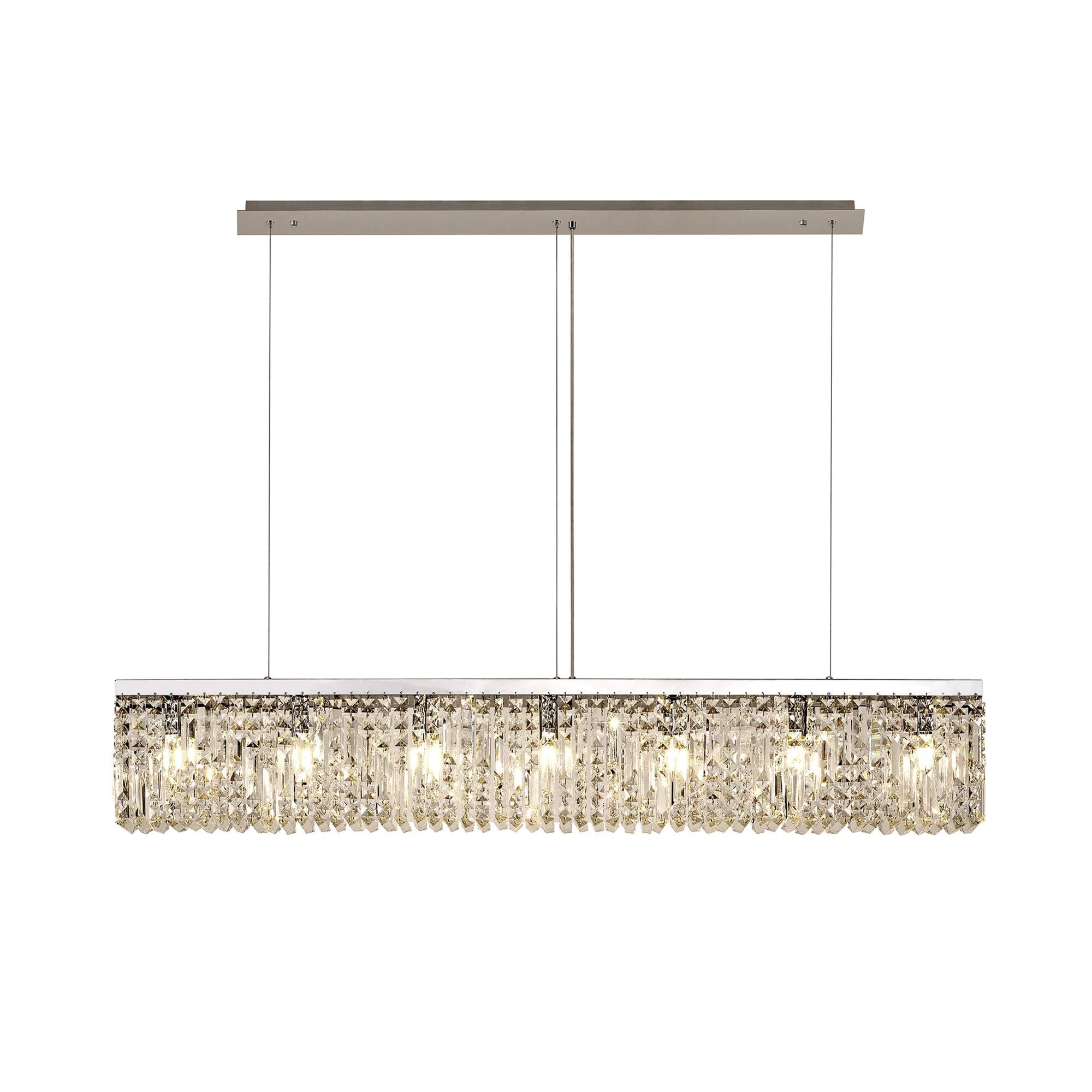 NL78109 Zian 138x9cm Rectangular Pendant Chandelier 7 Light Polished Chrome/Crystal