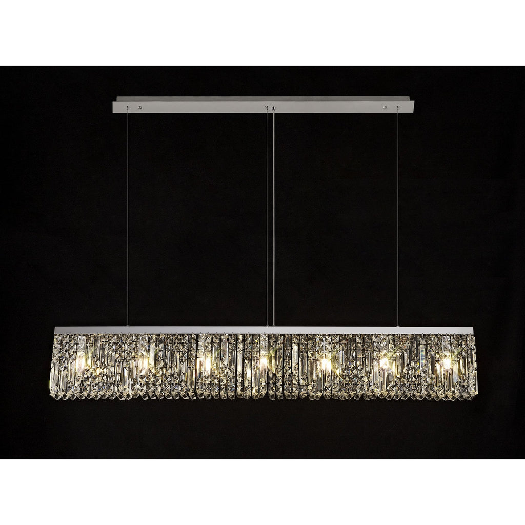 NL78109 Zian 138x9cm Rectangular Pendant Chandelier 7 Light Polished Chrome/Crystal