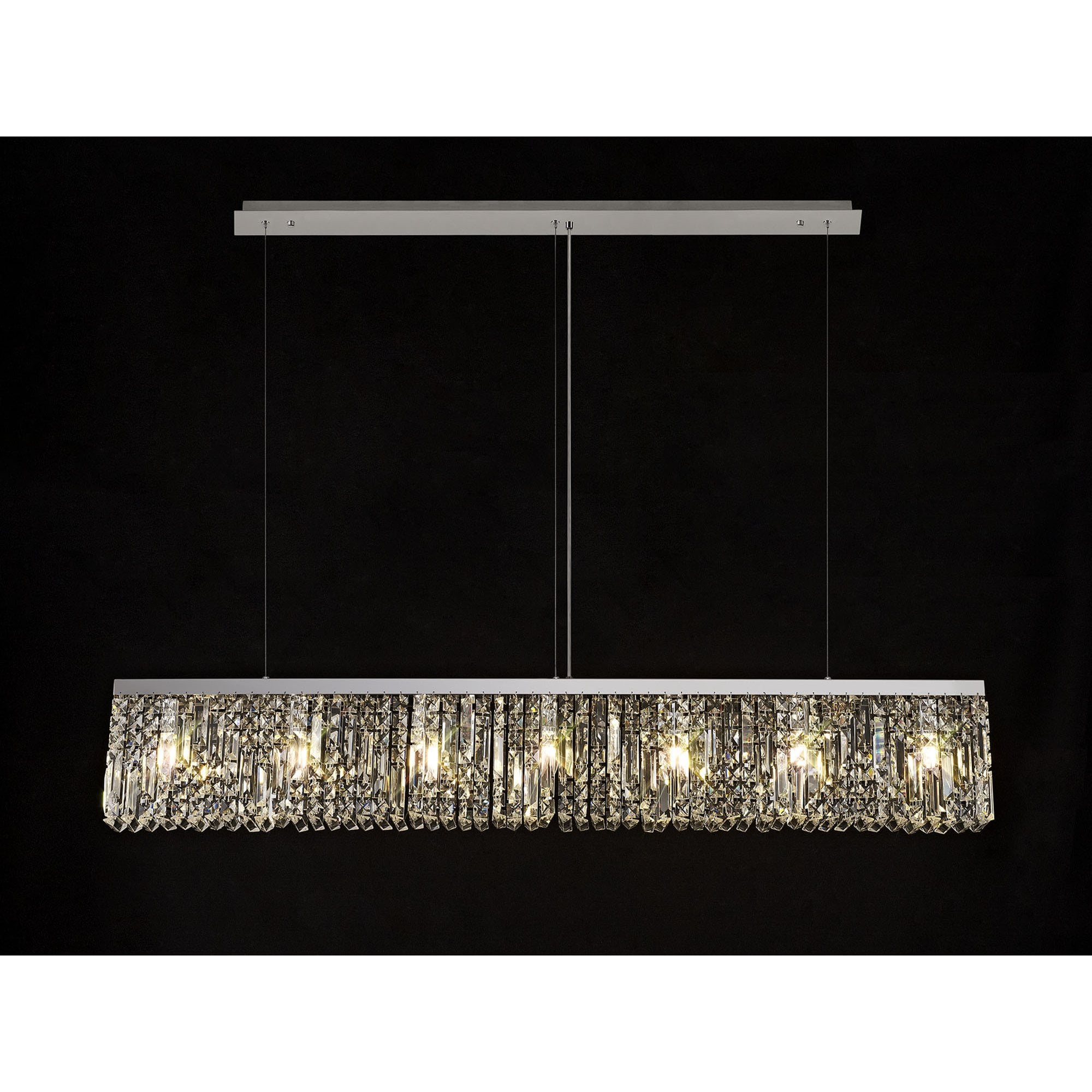NL78109 Zian 138x9cm Rectangular Pendant Chandelier 7 Light Polished Chrome/Crystal