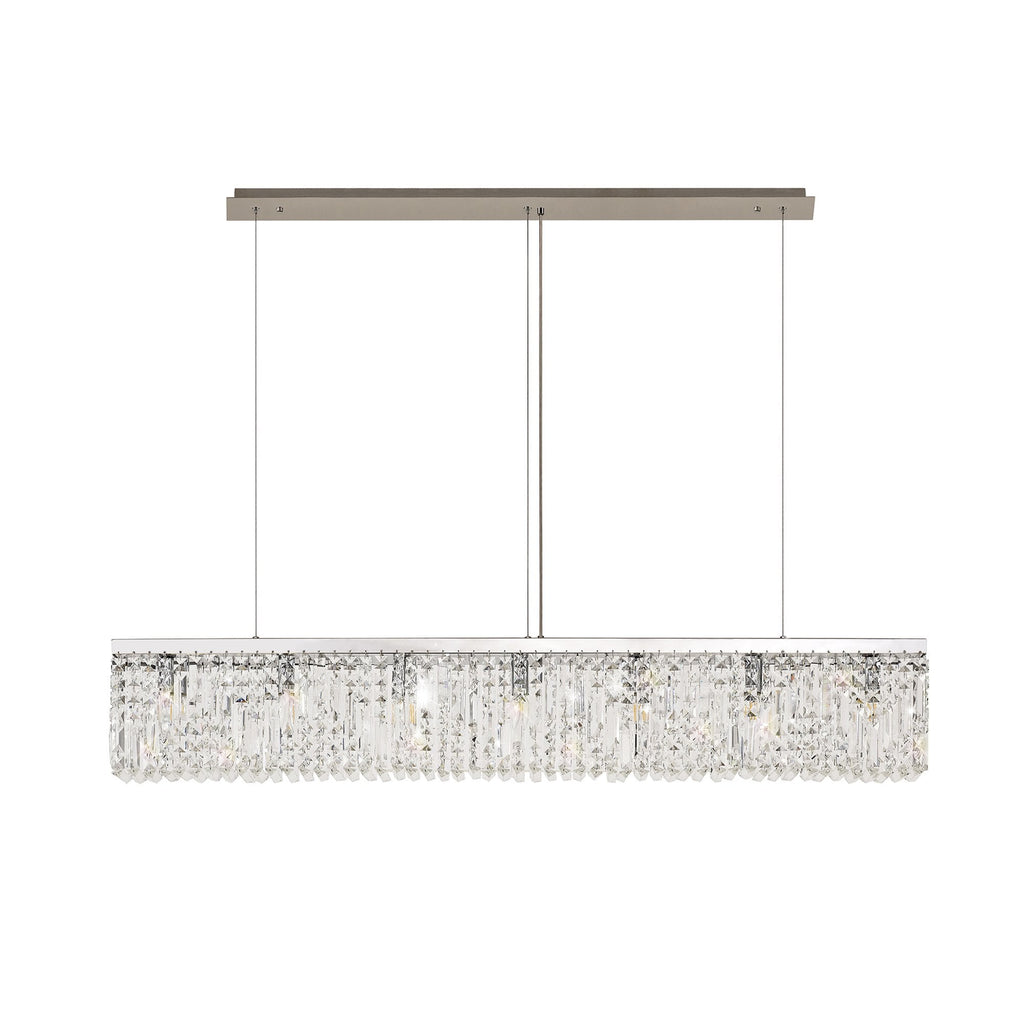 NL78109 Zian 138x9cm Rectangular Pendant Chandelier 7 Light Polished Chrome/Crystal