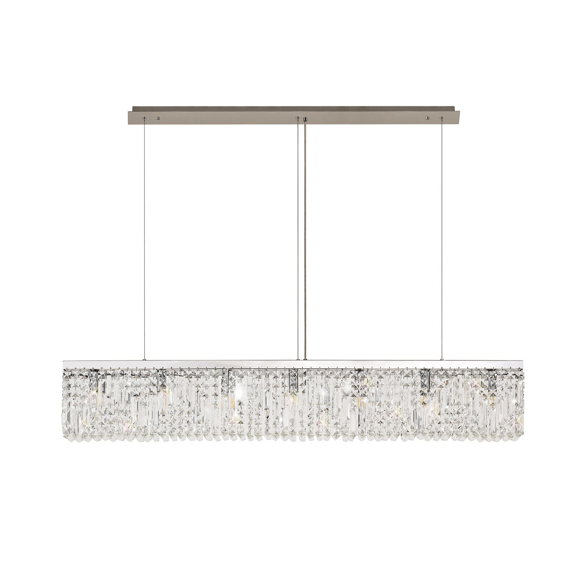 NL78109 Zian 138x9cm Rectangular Pendant Chandelier 7 Light Polished Chrome/Crystal