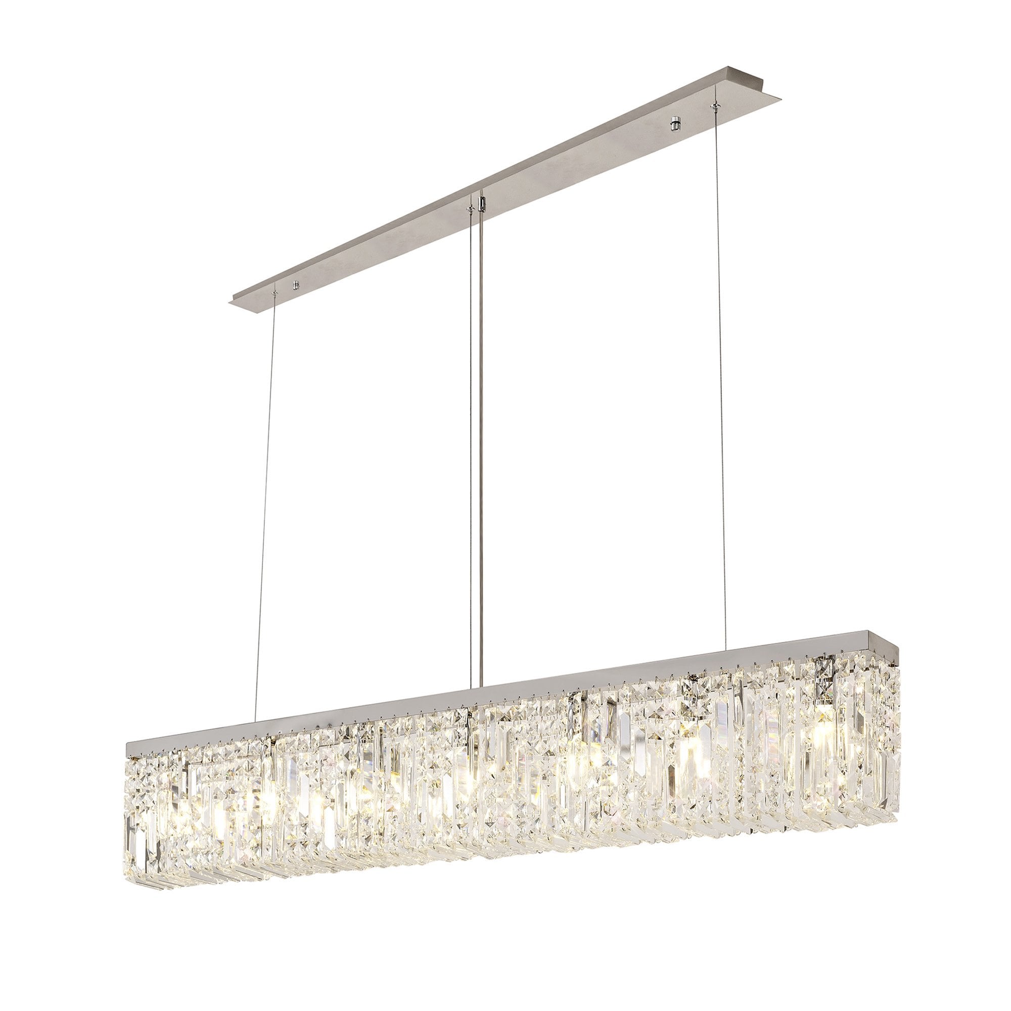 NL78109 Zian 138x9cm Rectangular Pendant Chandelier 7 Light Polished Chrome/Crystal