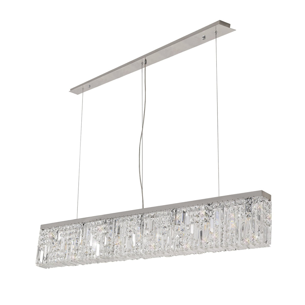 NL78109 Zian 138x9cm Rectangular Pendant Chandelier 7 Light Polished Chrome/Crystal