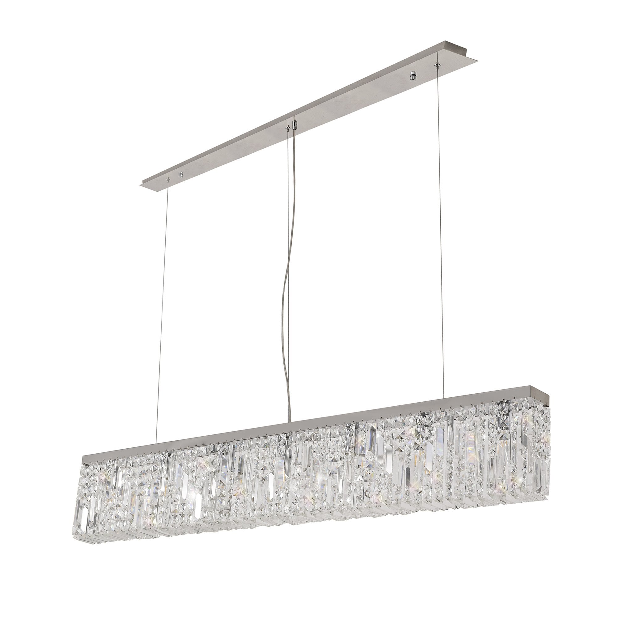 NL78109 Zian 138x9cm Rectangular Pendant Chandelier 7 Light Polished Chrome/Crystal