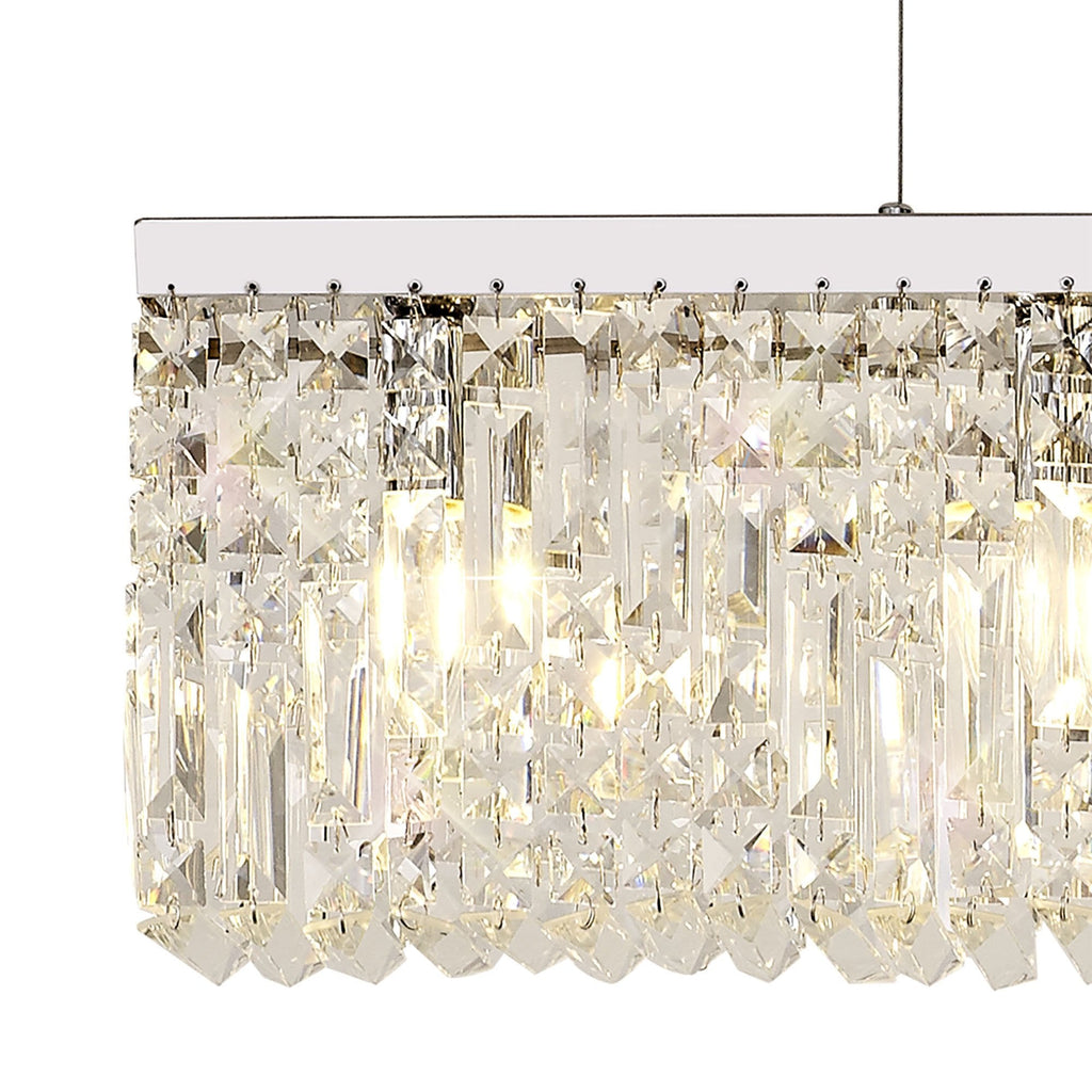 NL78109 Zian 138x9cm Rectangular Pendant Chandelier 7 Light Polished Chrome/Crystal