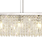 NL78109 Zian 138x9cm Rectangular Pendant Chandelier 7 Light Polished Chrome/Crystal