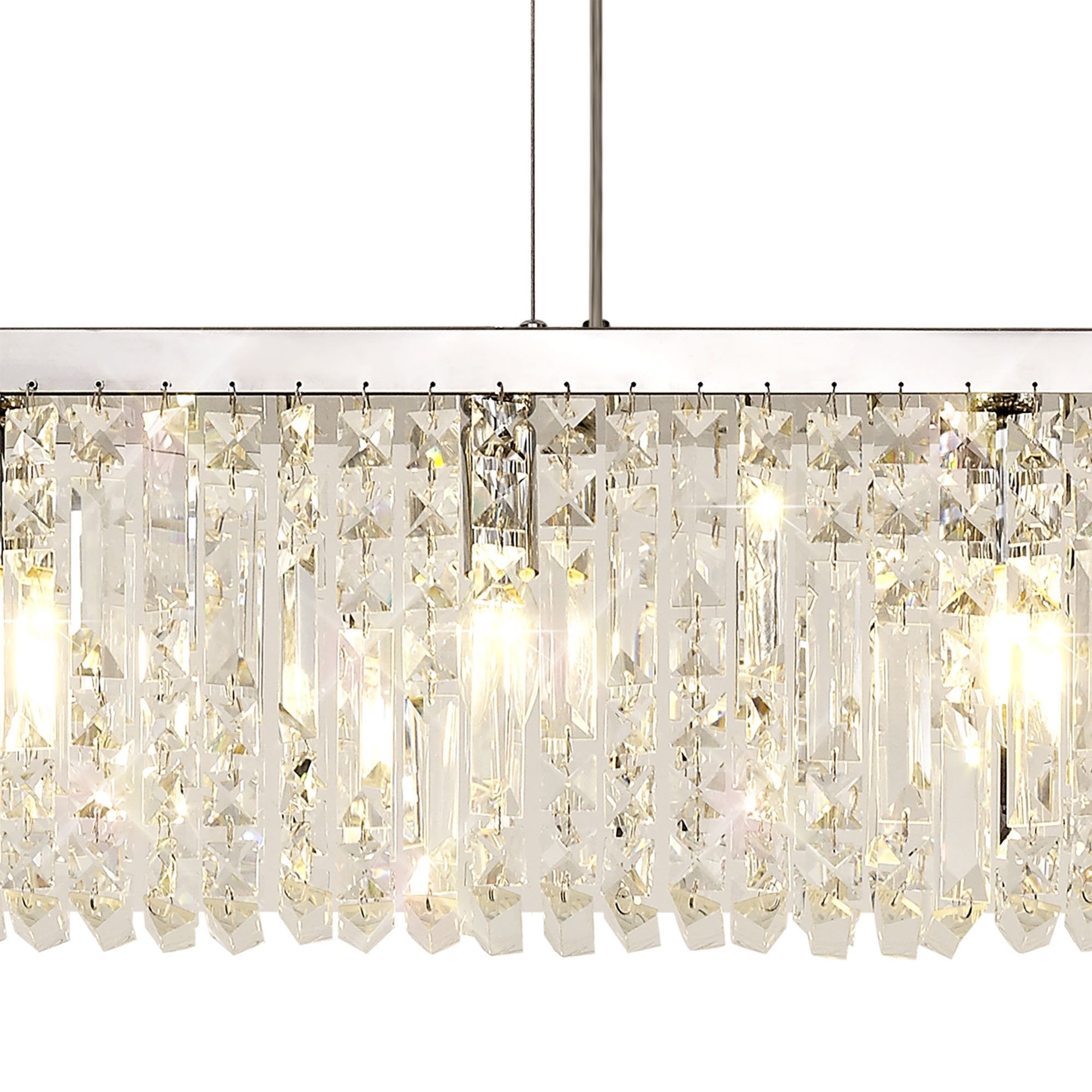 NL78109 Zian 138x9cm Rectangular Pendant Chandelier 7 Light Polished Chrome/Crystal