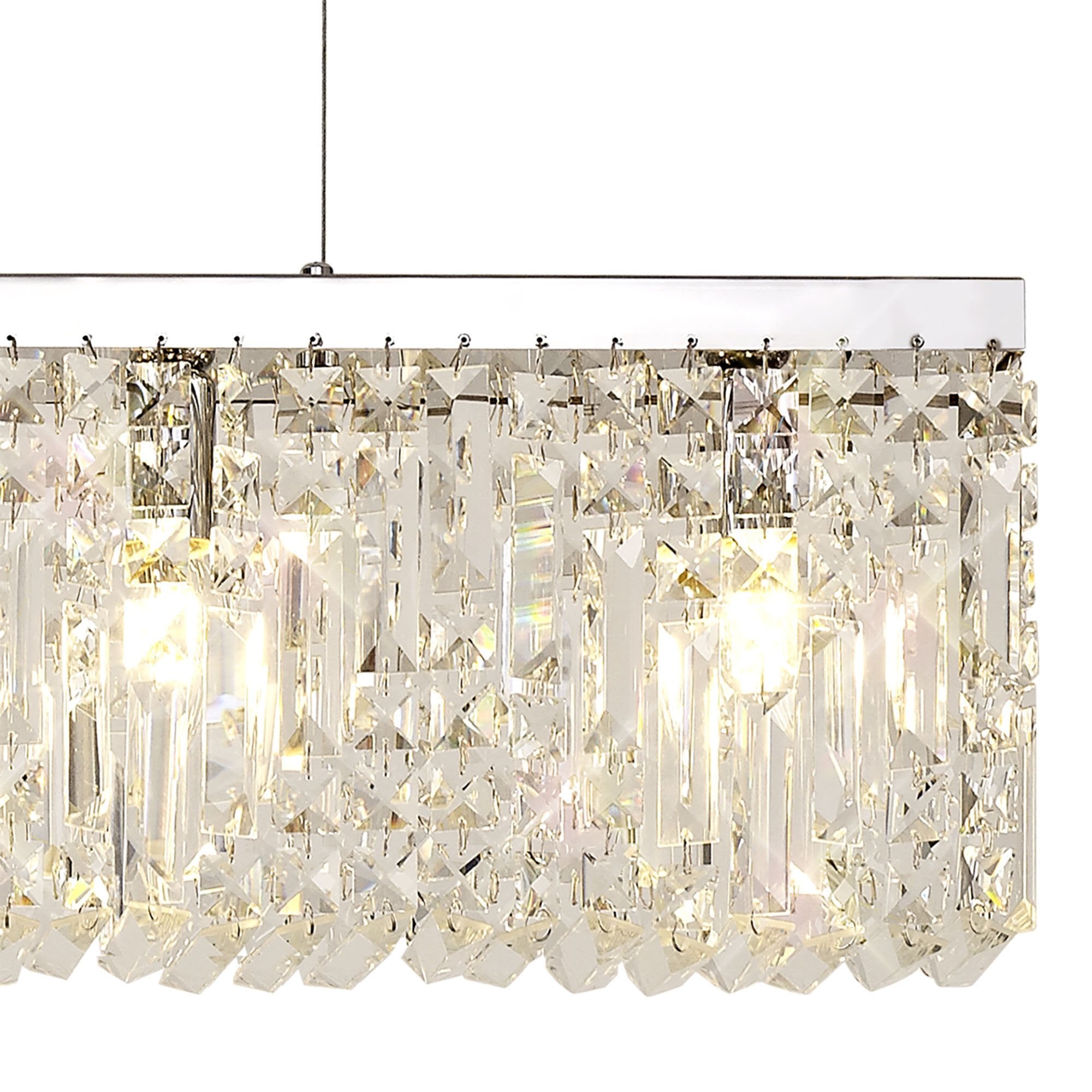 NL78109 Zian 138x9cm Rectangular Pendant Chandelier 7 Light Polished Chrome/Crystal