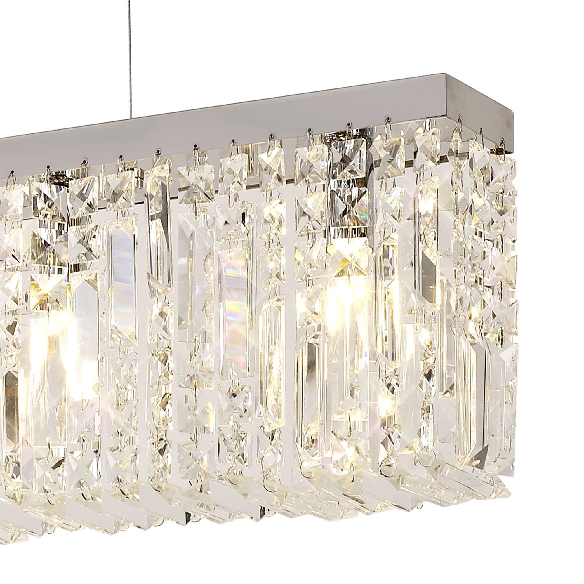 NL78109 Zian 138x9cm Rectangular Pendant Chandelier 7 Light Polished Chrome/Crystal