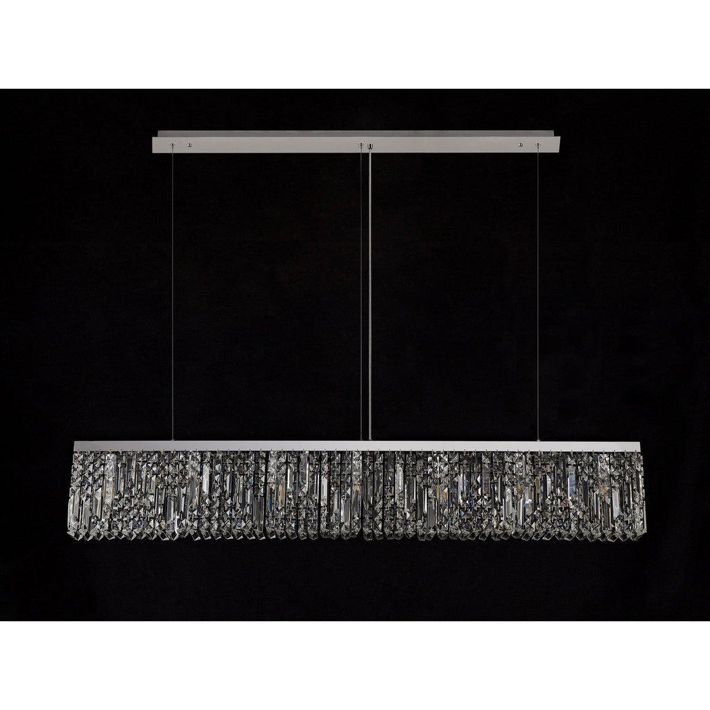 NL78109 Zian 138x9cm Rectangular Pendant Chandelier 7 Light Polished Chrome/Crystal