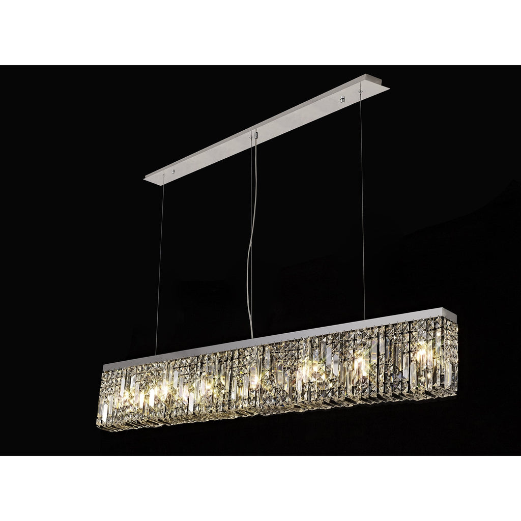 NL78109 Zian 138x9cm Rectangular Pendant Chandelier 7 Light Polished Chrome/Crystal