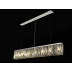 NL78109 Zian 138x9cm Rectangular Pendant Chandelier 7 Light Polished Chrome/Crystal