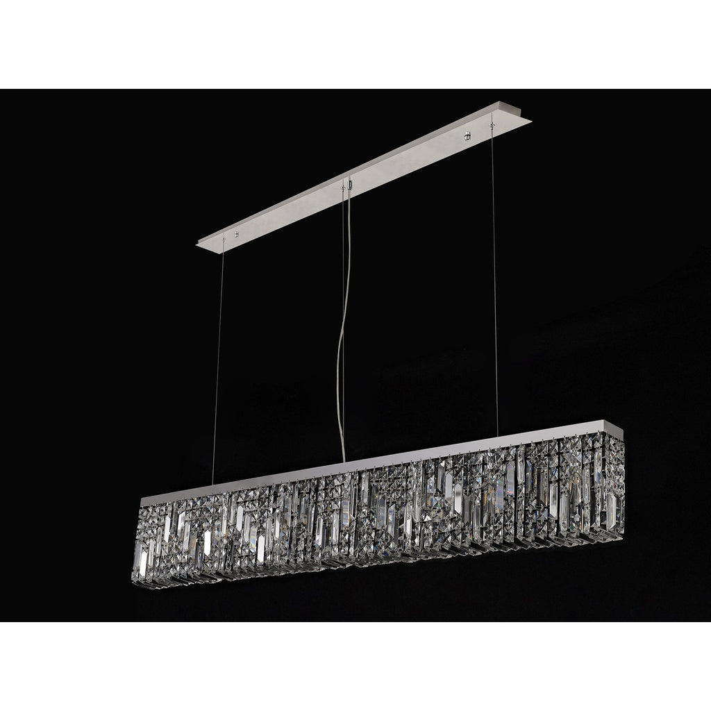 NL78109 Zian 138x9cm Rectangular Pendant Chandelier 7 Light Polished Chrome/Crystal