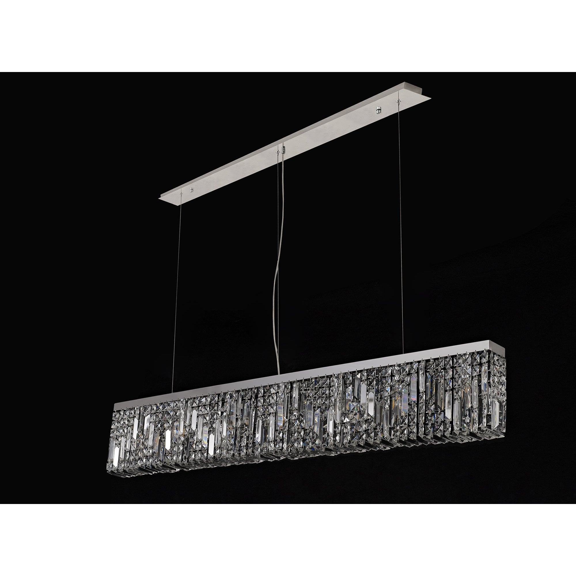 NL78109 Zian 138x9cm Rectangular Pendant Chandelier 7 Light Polished Chrome/Crystal