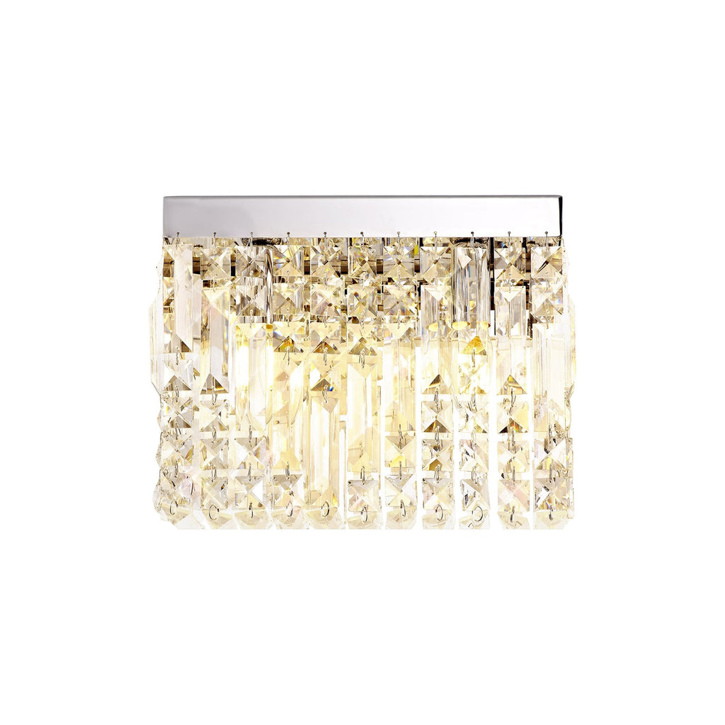 NL78119 Zian 29x13cm Rectangular Small Wall Lamp 2 Light Polished Chrome/Crystal