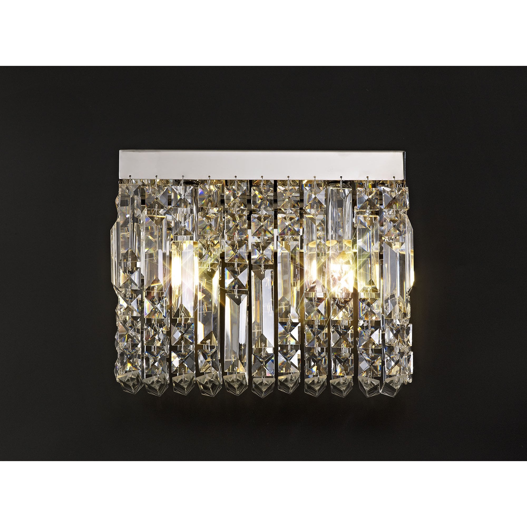 NL78119 Zian 29x13cm Rectangular Small Wall Lamp 2 Light Polished Chrome/Crystal