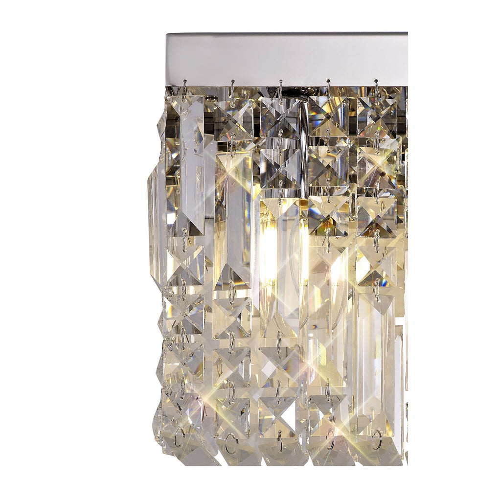 NL78119 Zian 29x13cm Rectangular Small Wall Lamp 2 Light Polished Chrome/Crystal