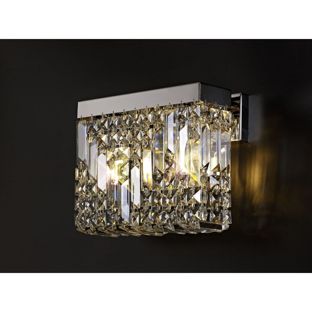 NL78119 Zian 29x13cm Rectangular Small Wall Lamp 2 Light Polished Chrome/Crystal