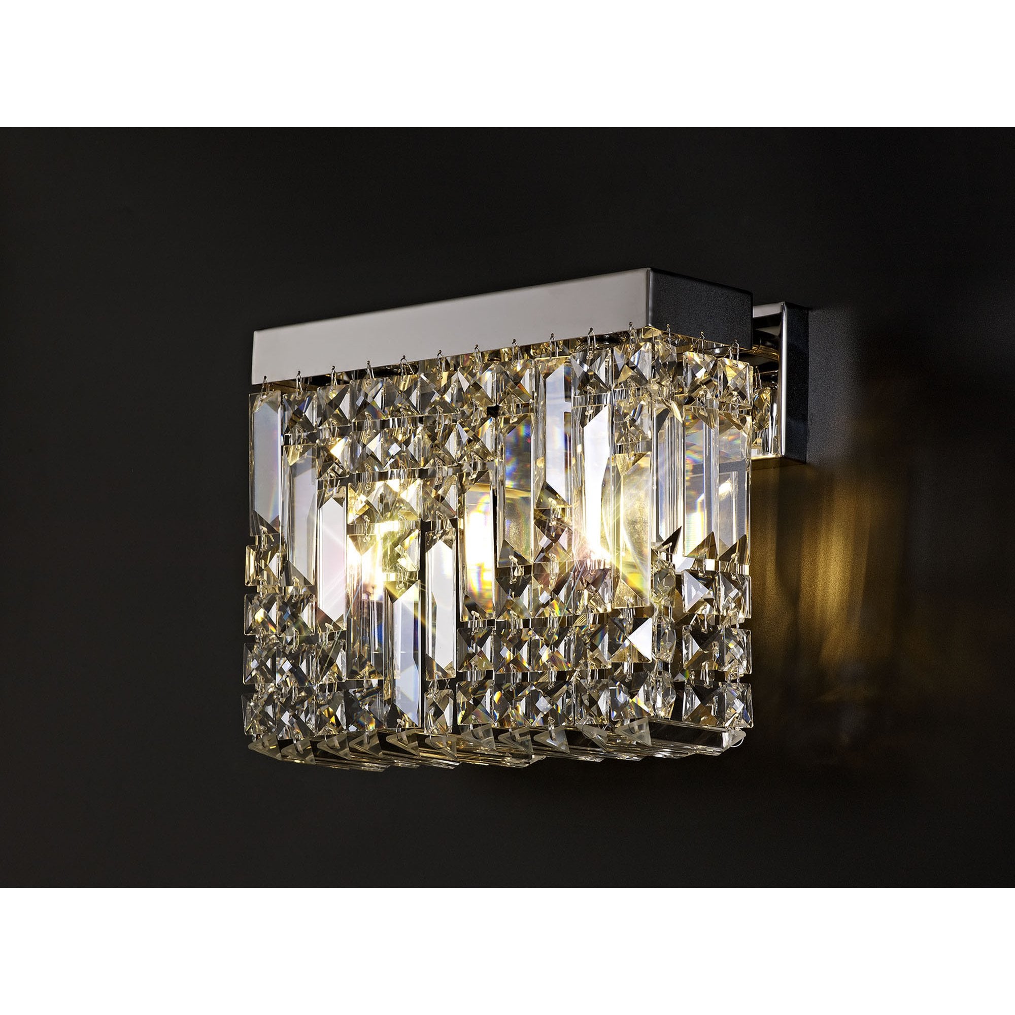 NL78119 Zian 29x13cm Rectangular Small Wall Lamp 2 Light Polished Chrome/Crystal