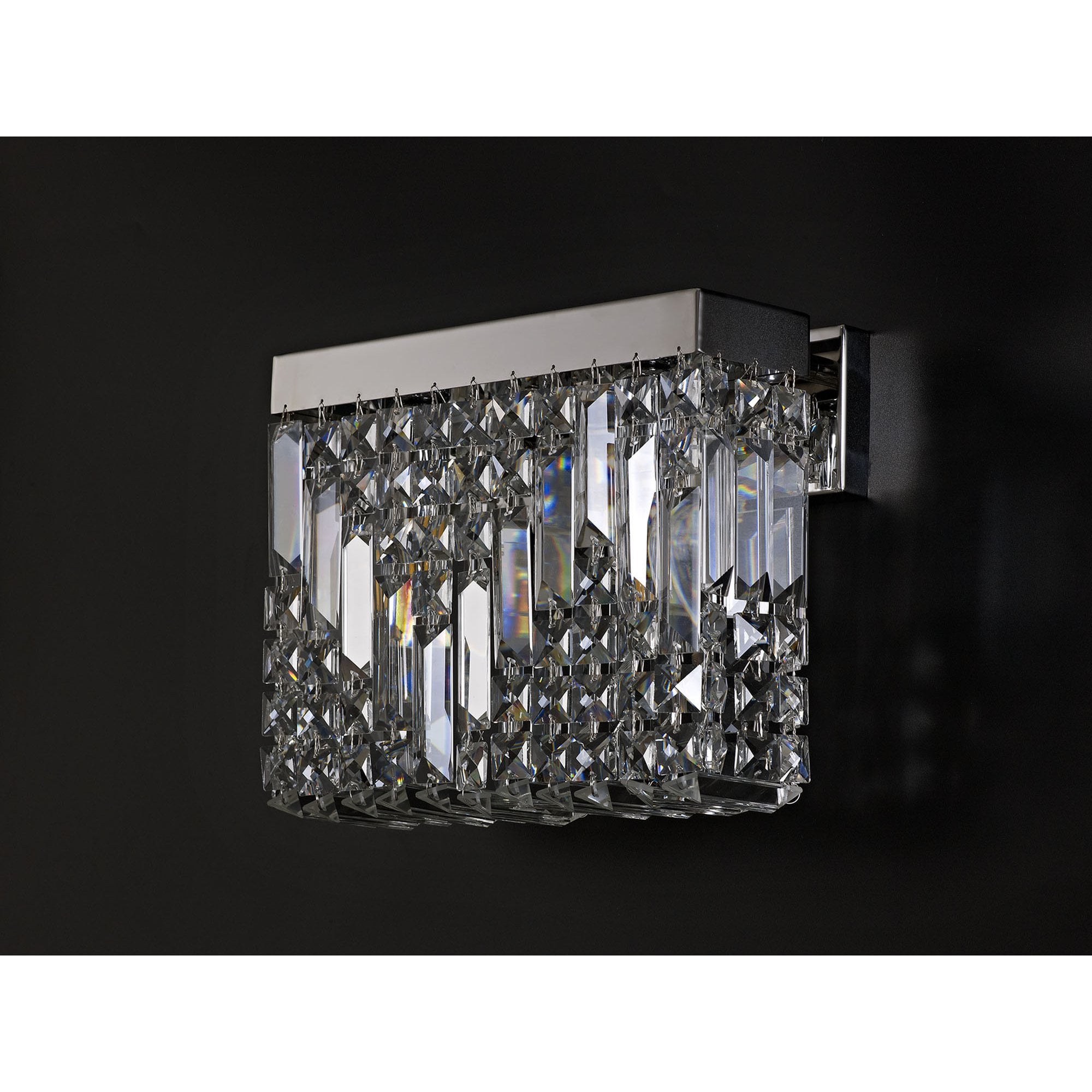 NL78119 Zian 29x13cm Rectangular Small Wall Lamp 2 Light Polished Chrome/Crystal