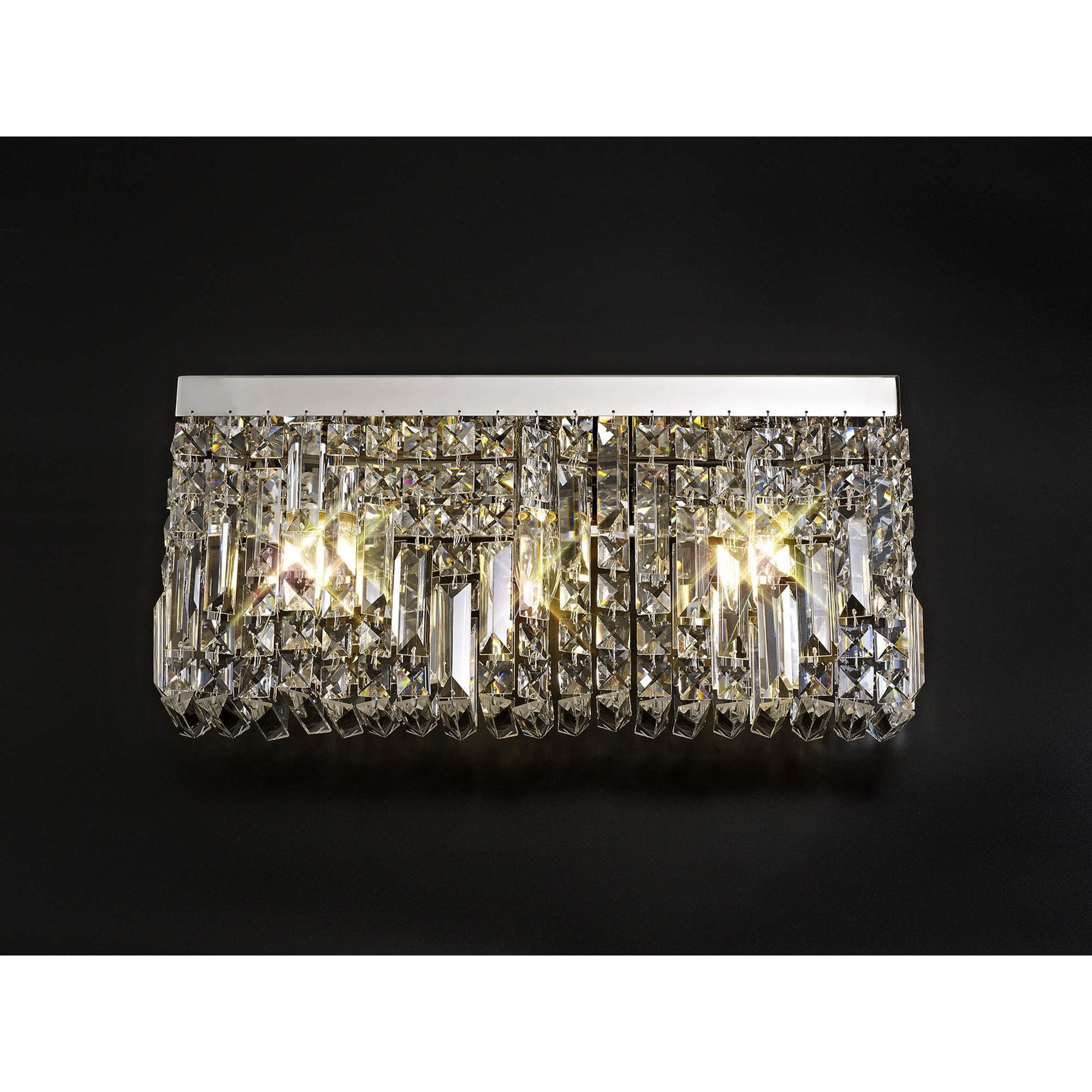 NL78129 Zian 50x24cm Rectangular Large Wall Lamp 3 Light Polished Chrome/Crystal