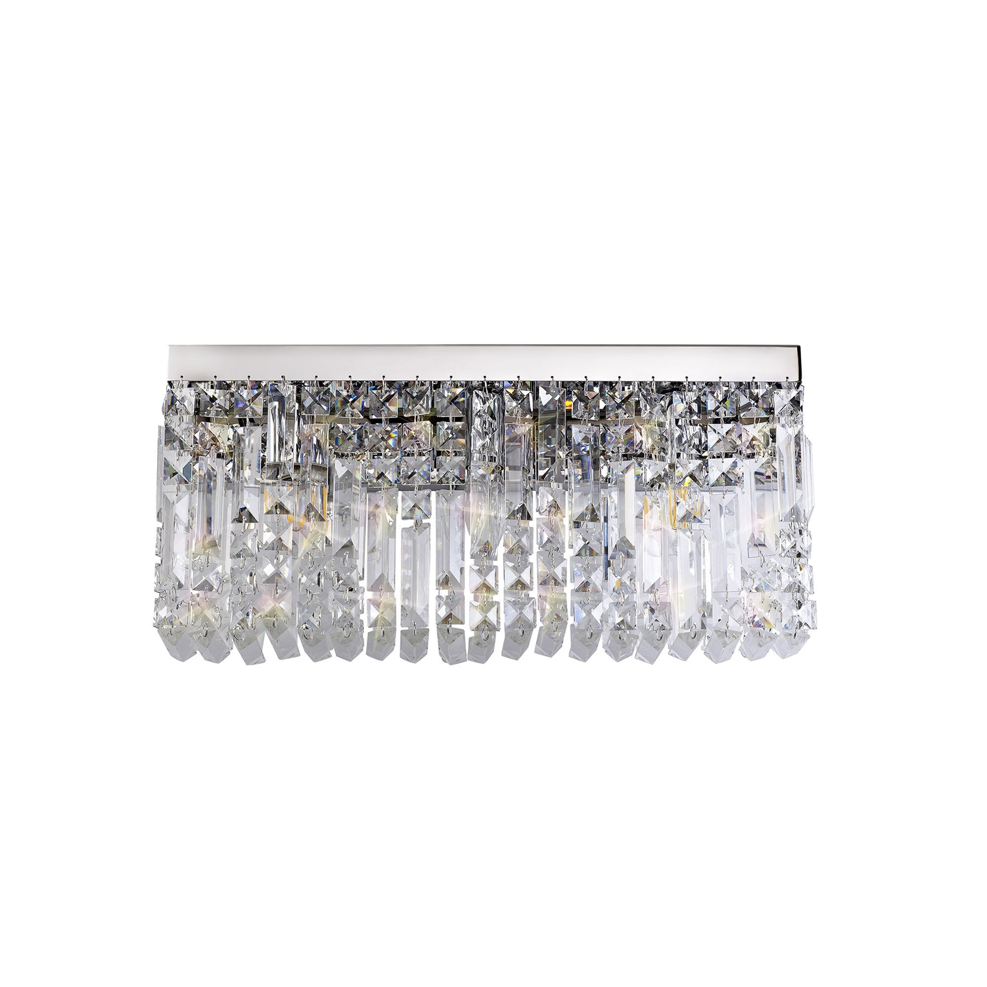 NL78129 Zian 50x24cm Rectangular Large Wall Lamp 3 Light Polished Chrome/Crystal