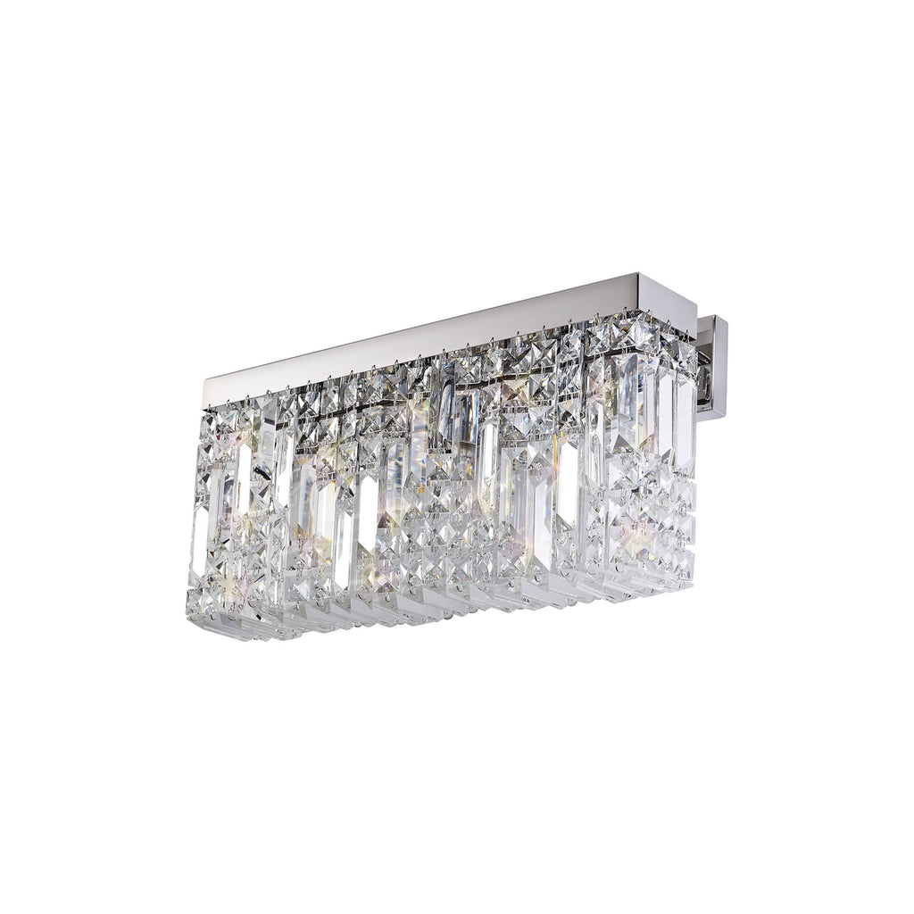 NL78129 Zian 50x24cm Rectangular Large Wall Lamp 3 Light Polished Chrome/Crystal
