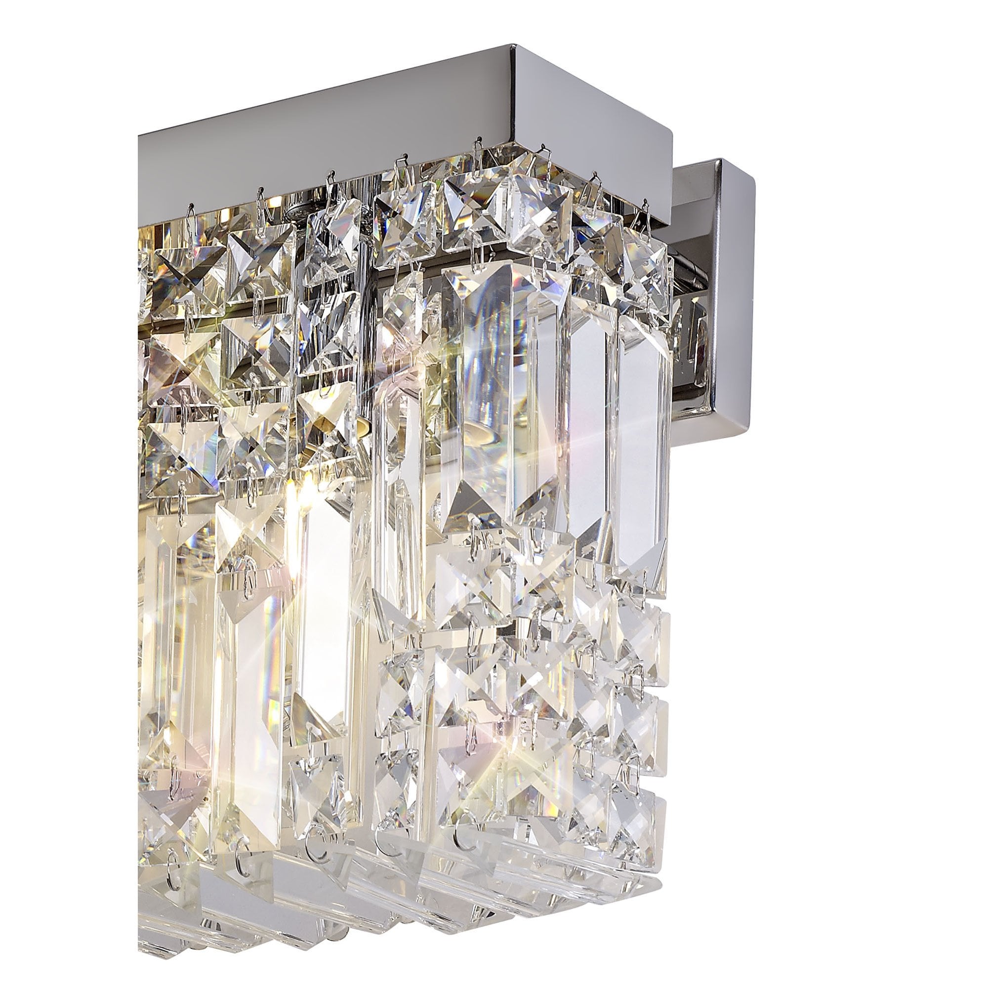 NL78129 Zian 50x24cm Rectangular Large Wall Lamp 3 Light Polished Chrome/Crystal